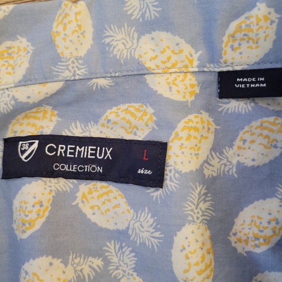 Cremieux Collection Mens Large Pineapple Print Short Sleeve Button Down Shirt - Picture 4 of 7